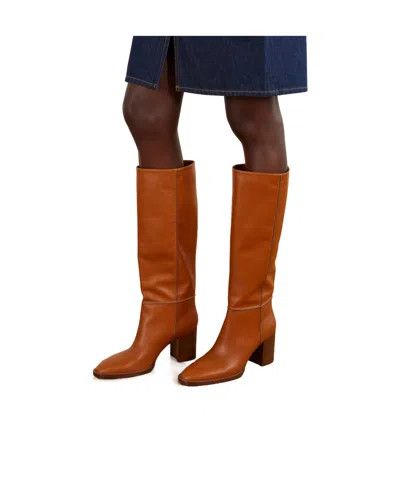 Gianvito Rossi Solid Leather Knee Boots In Brown