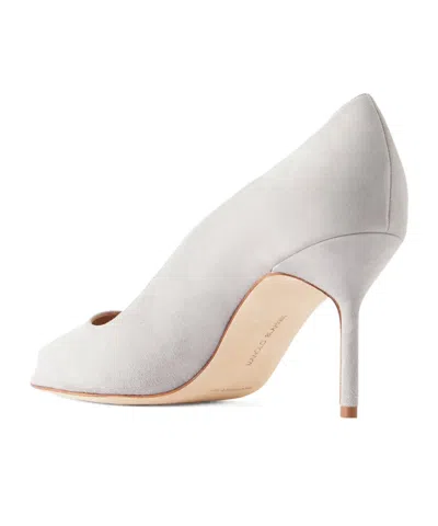 Manolo Blahnik Solid Suede Pumps In White