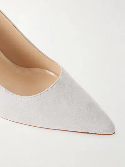 Manolo Blahnik Solid Suede Pumps In White
