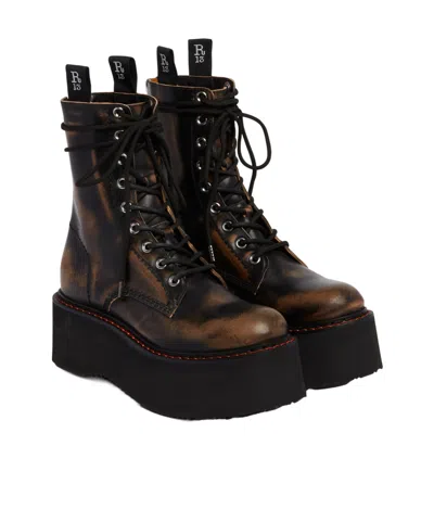 R13 Platform Ankle Boots In Black