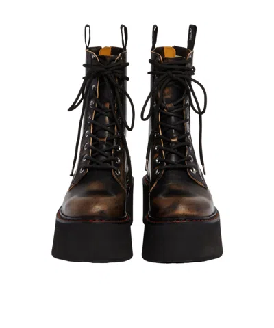 R13 Platform Ankle Boots In Black