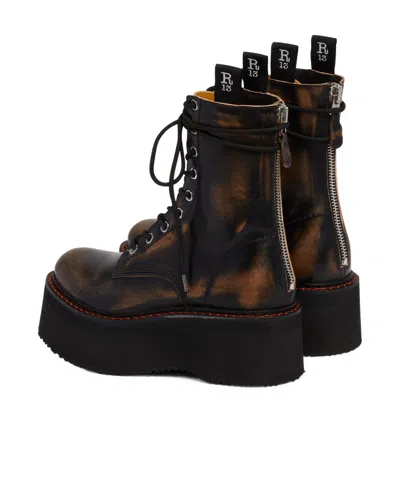 R13 Platform Ankle Boots In Black
