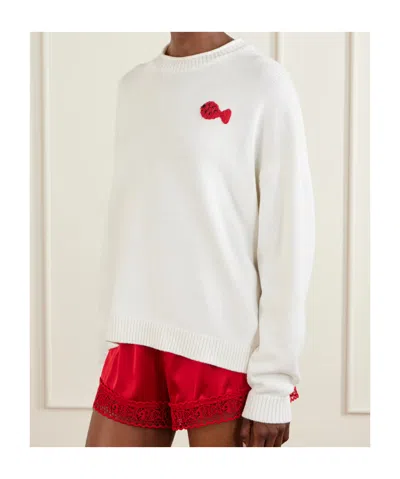 Staud Giada Logo Embroidered Sweater In Neutral