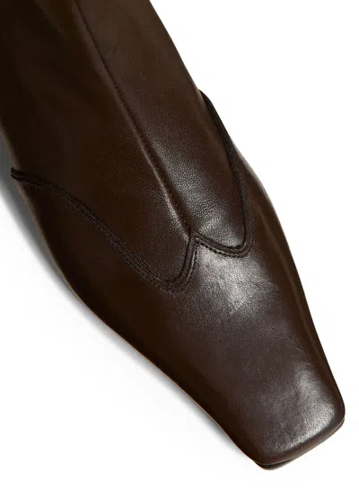 Khaite Elastic Ankle Boots In Brown