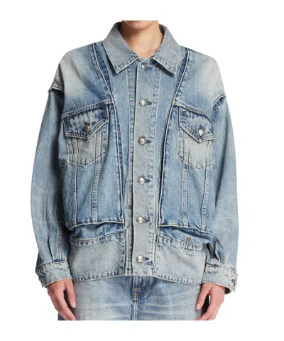 R13 Button-front Denim Jacket In Blue