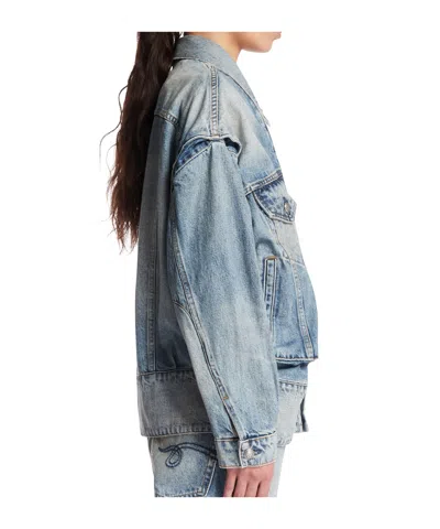 R13 Button-front Denim Jacket In Blue