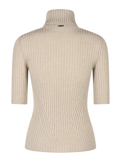 Herno Turtleneck Knit Top In Neutral