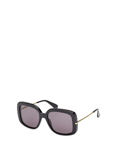 Max Mara Square Frame Sunglasses In Bright Black