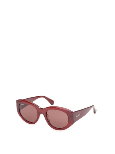 Max Mara Oval Frame Sunglasses In Bordeaux Red