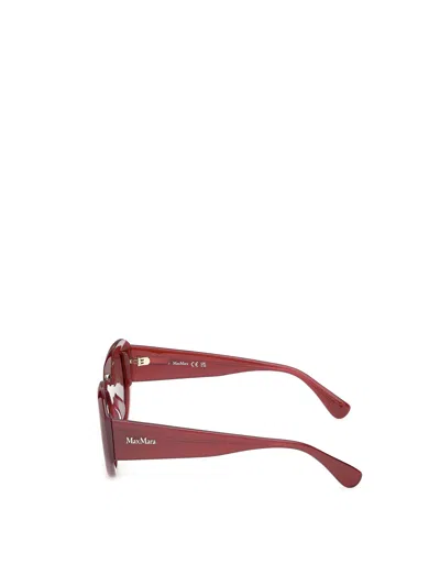 Max Mara Oval Frame Sunglasses In Bordeaux Red