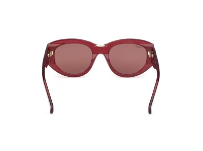 Max Mara Oval Frame Sunglasses In Bordeaux Red