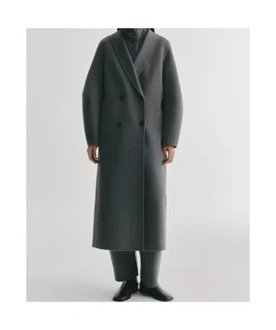 Lisa Yang Double-breasted Shawl-lapel Coat In Grey