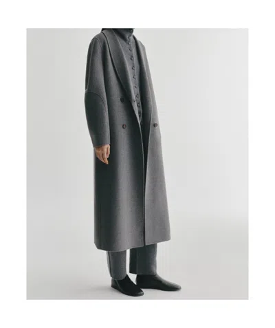 Lisa Yang Double-breasted Shawl-lapel Coat In Grey