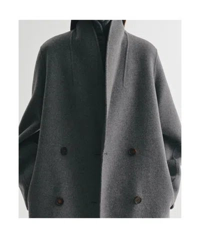 Lisa Yang Double-breasted Shawl-lapel Coat In Grey