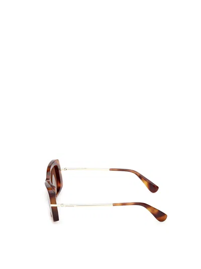 Max Mara Rectangular Frame Sunglasses In Dark Havana / Brown
