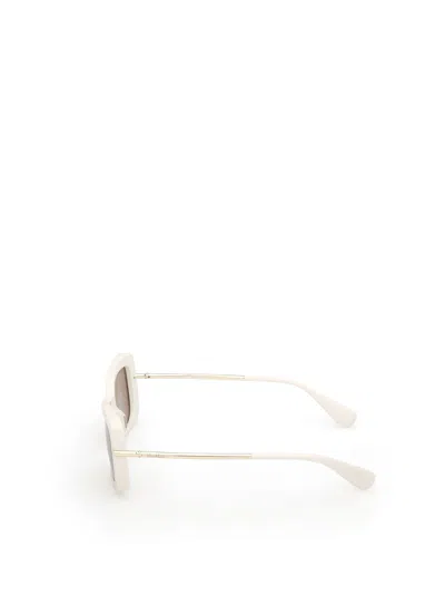 Max Mara Rectangular Frame Sunglasses In Bright White