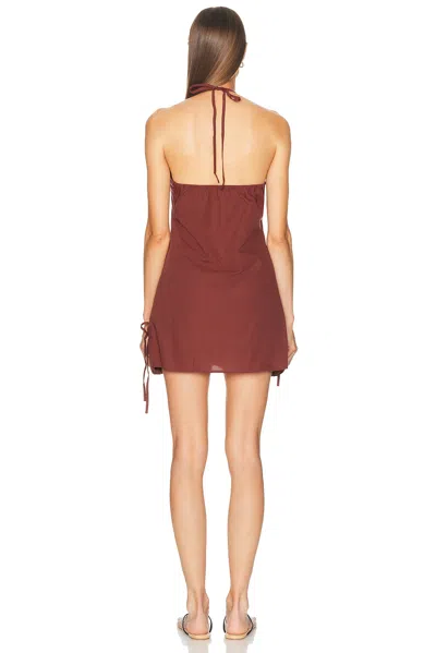 Deiji Studios Pocket Halter Dress In Rust Stripe