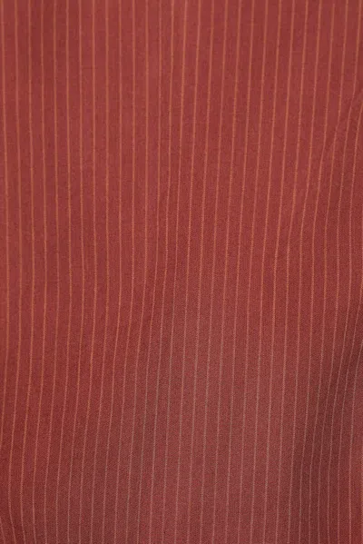Deiji Studios Pocket Halter Dress In Rust Stripe