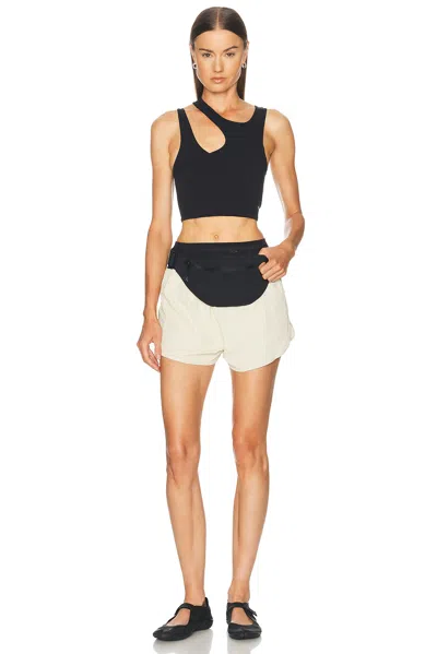 On Studio Asymmetric Crop Top In Black