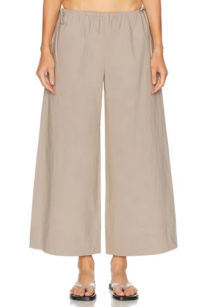 St Agni Technical Cotton Cropped Drawstring Pant In Grey Stone
