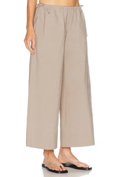 St Agni Technical Cotton Cropped Drawstring Pant In Grey Stone
