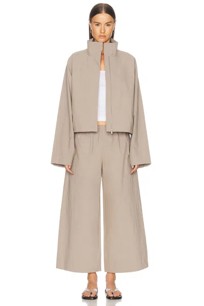 St Agni Technical Cotton Cropped Drawstring Pant In Grey Stone