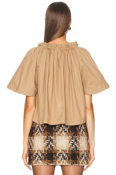 Saint Laurent Ruffled Top In Chatain
