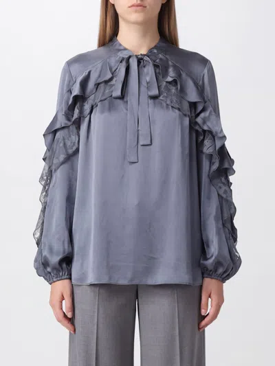 Zimmermann Valiant Lace-trim Ruffled Blouse In Purple