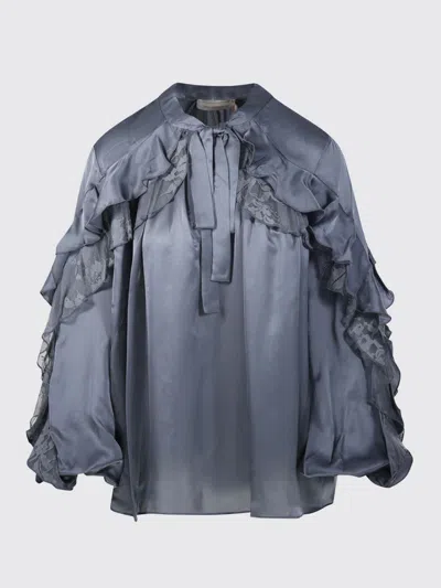 Zimmermann Valiant Lace-trim Ruffled Blouse In Purple
