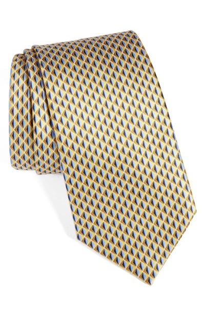 Ermenegildo Zegna Neat 3d Diamond Printed Silk Tie, Yellow