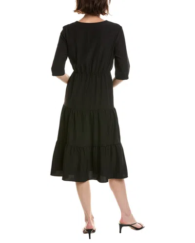 Pascale La Mode Solid Ruffle Hem Midi Dress In Black