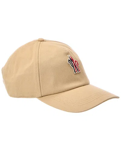 Moncler Logo Cotton Baseball Cap In Brown