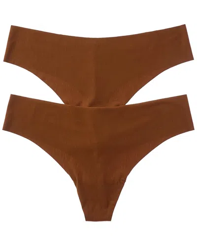 Commando 2pk Butter Mid-rise Thong In Brown