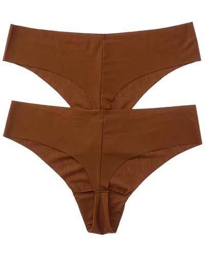 Commando 2pk Butter Mid-rise Thong In Brown