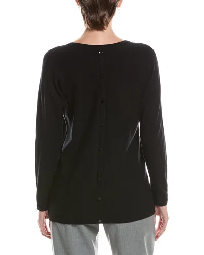 Picadilly Button Back V-neck Sweater In Black
