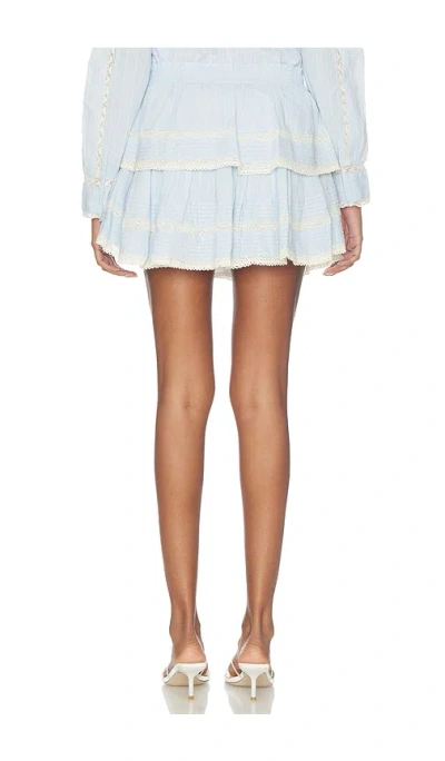 Loveshackfancy Tiered Ruffle Cotton Miniskirt In Blue