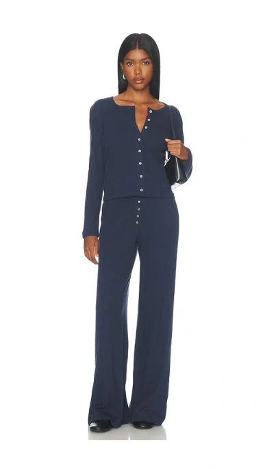 Leset Pointelle Boxer Pants In Blue
