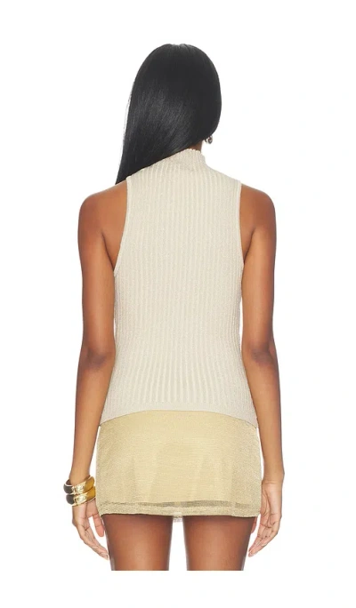 Superdown Charlee Knot Front Top In Metallic Neutral