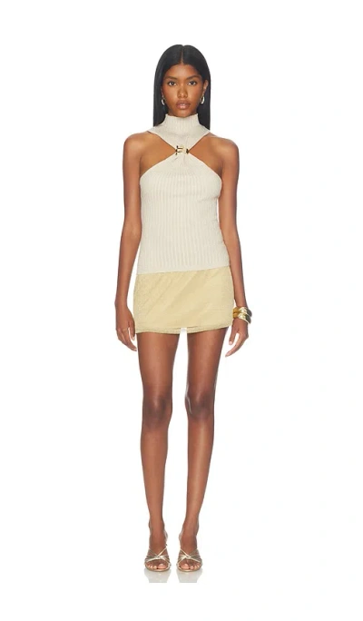Superdown Charlee Knot Front Top In Metallic Neutral