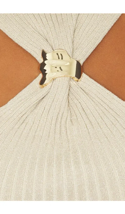Superdown Charlee Knot Front Top In Metallic Neutral