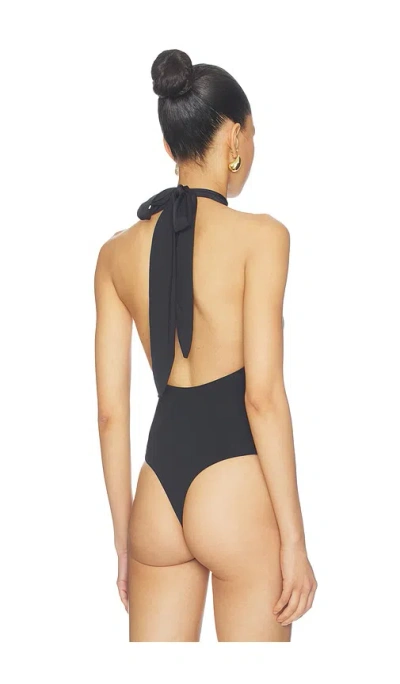 Superdown Annah Halter Bodysuit In Black