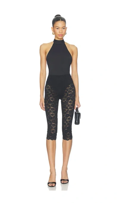 Superdown Annah Halter Bodysuit In Black