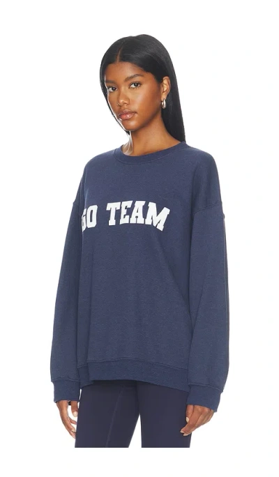 Sunny Somewhere Navy Go Team Oversized Crew Sweater In Navy