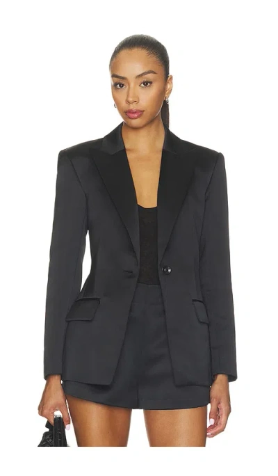 Ulla Johnson Soline Satin Blazer In Black