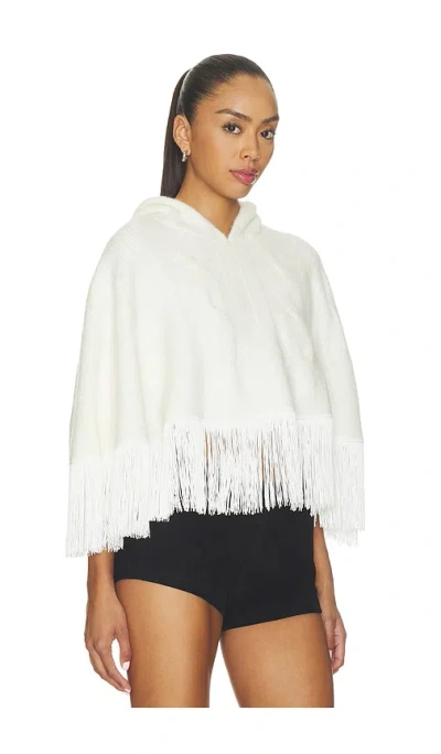 Understated Leather Whistle Poncho In White