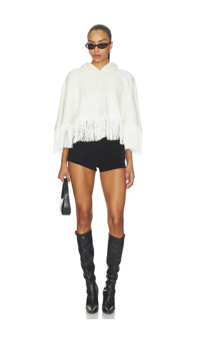 Understated Leather Whistle Poncho In White