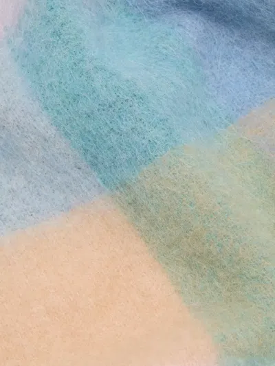 Acne Studios Mohair Check Scarf In Blue
