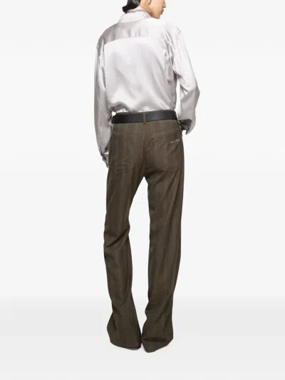 Acne Studios Tailored Wool Check Trousers In Brown