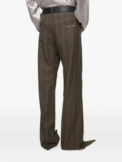 Acne Studios Tailored Wool Check Trousers In Brown