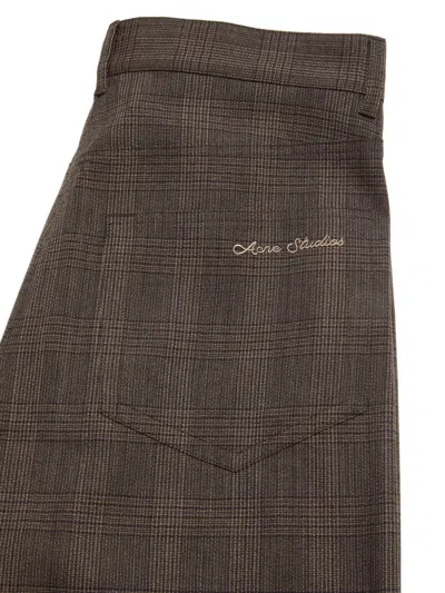 Acne Studios Tailored Wool Check Trousers In Brown
